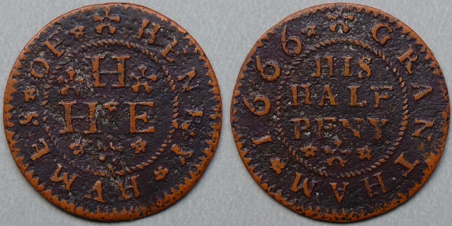 Grantham, Henry Humes 1666 halfpenny